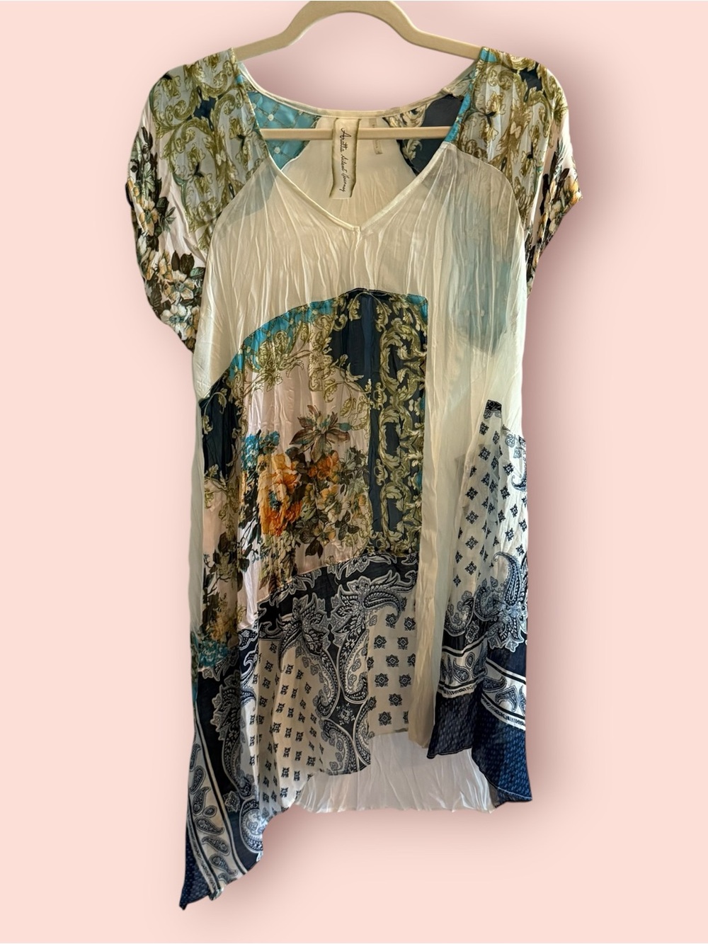 Aratta Silent Journey Anthropologie Boho Patchwork Asymmetrical Tunic